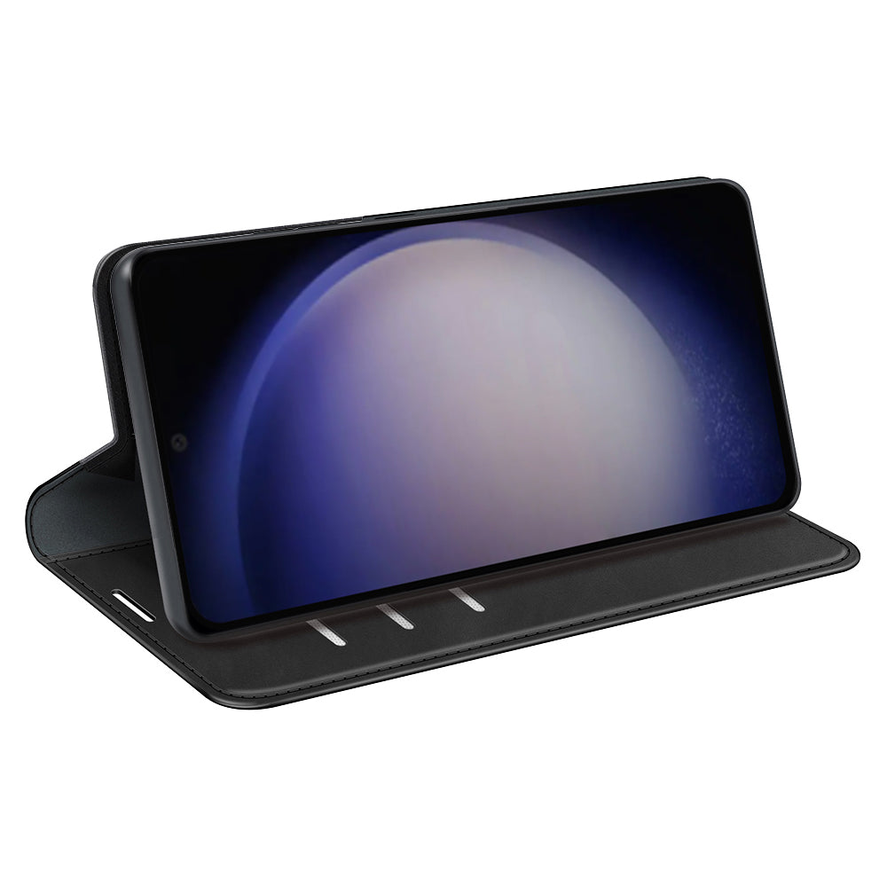 For Samsung Galaxy S24+ Case Skin-touch Leather Wallet Phone Cover - Black