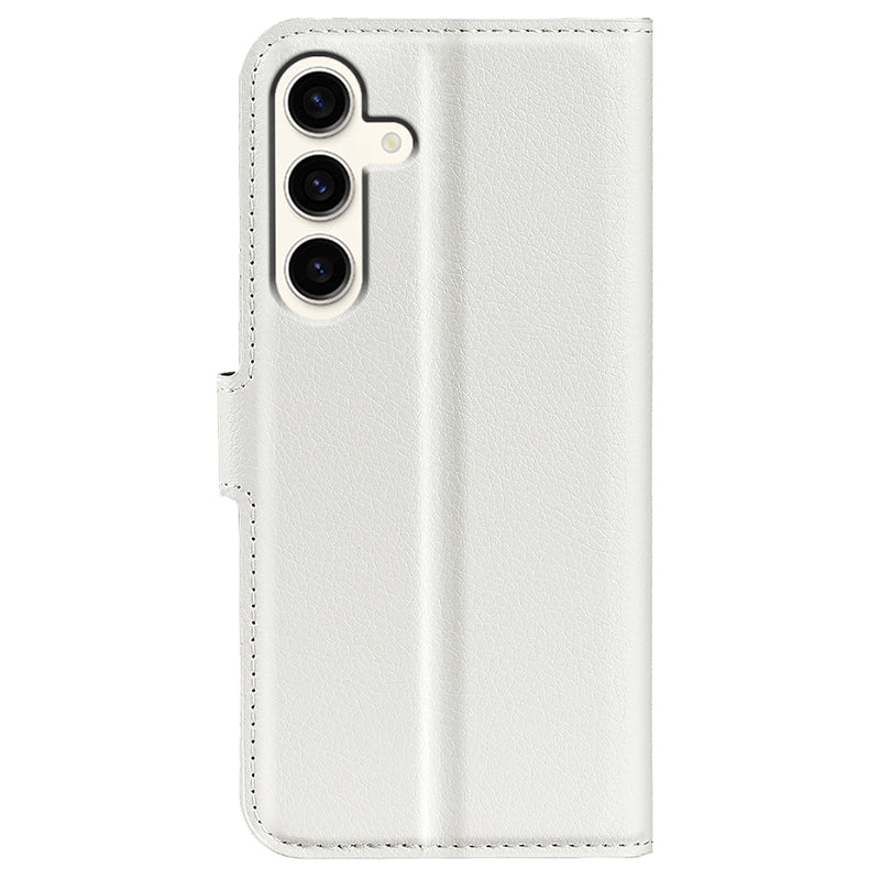 For Samsung Galaxy S24+ Case Wallet Stand Litchi Texture Phone Cover - White