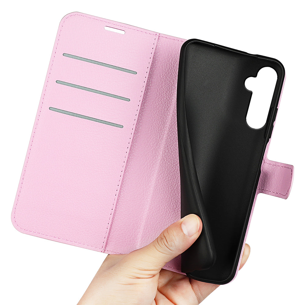 For Samsung Galaxy S24+ Case Wallet Stand Litchi Texture Phone Cover - Pink