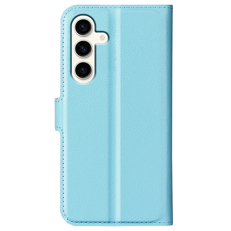 For Samsung Galaxy S24+ Case Wallet Stand Litchi Texture Phone Cover - Blue