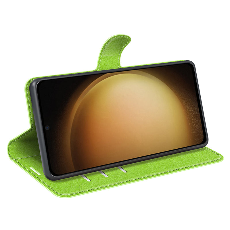 For Samsung Galaxy S24+ Case Wallet Stand Litchi Texture Phone Cover - Green
