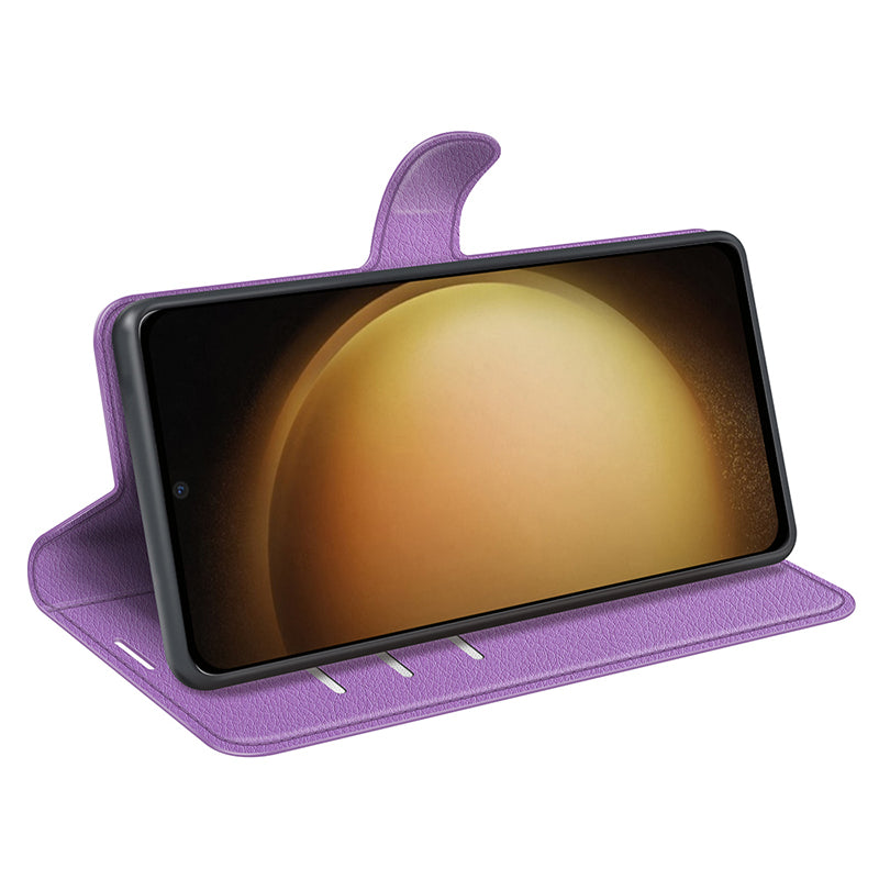For Samsung Galaxy S24+ Case Wallet Stand Litchi Texture Phone Cover - Purple