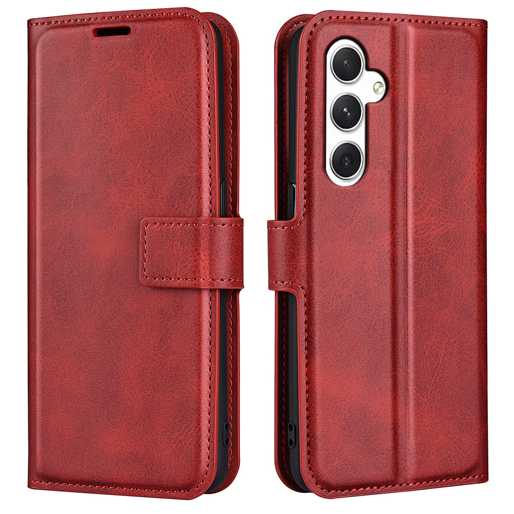 For Samsung Galaxy S24+ Case PU Leather Flip Stand Wallet Phone Cover - Red