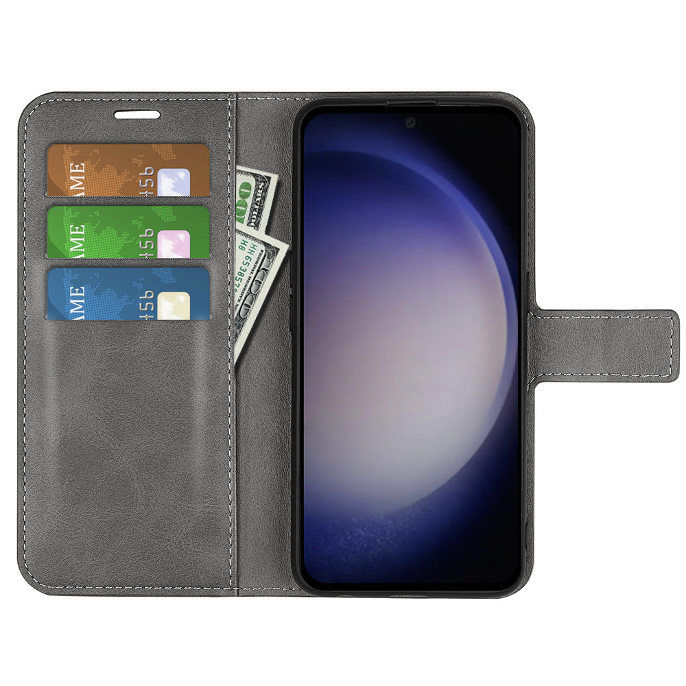 For Samsung Galaxy S24+ Case PU Leather Flip Stand Wallet Phone Cover - Grey