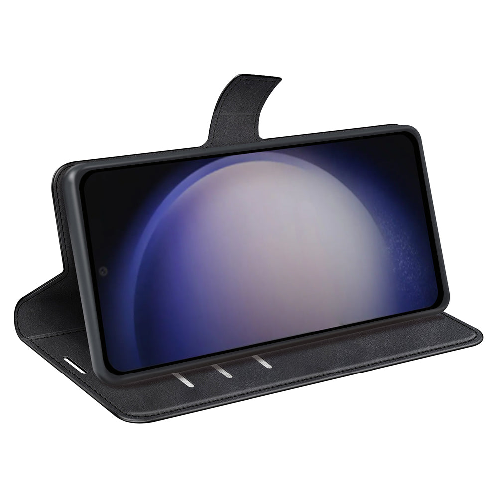 For Samsung Galaxy S24+ Case PU Leather Flip Stand Wallet Phone Cover - Black