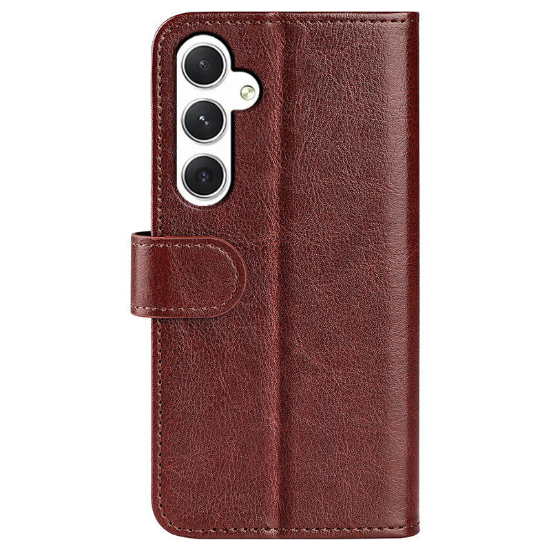 For Samsung Galaxy S24+ Case Crazy Horse Texture Magnetic Flip Phone Cover - Brown