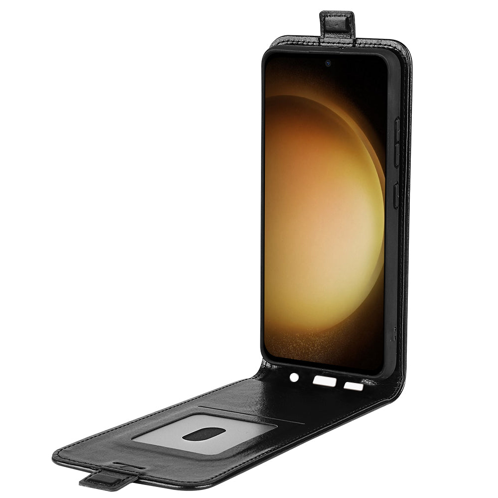 For Samsung Galaxy S24+ Case PU Leather Vertical Flip Phone Cover - Black