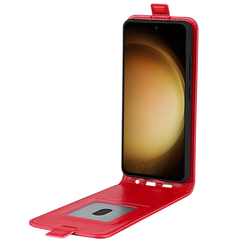 For Samsung Galaxy S24+ Case PU Leather Vertical Flip Phone Cover - Red