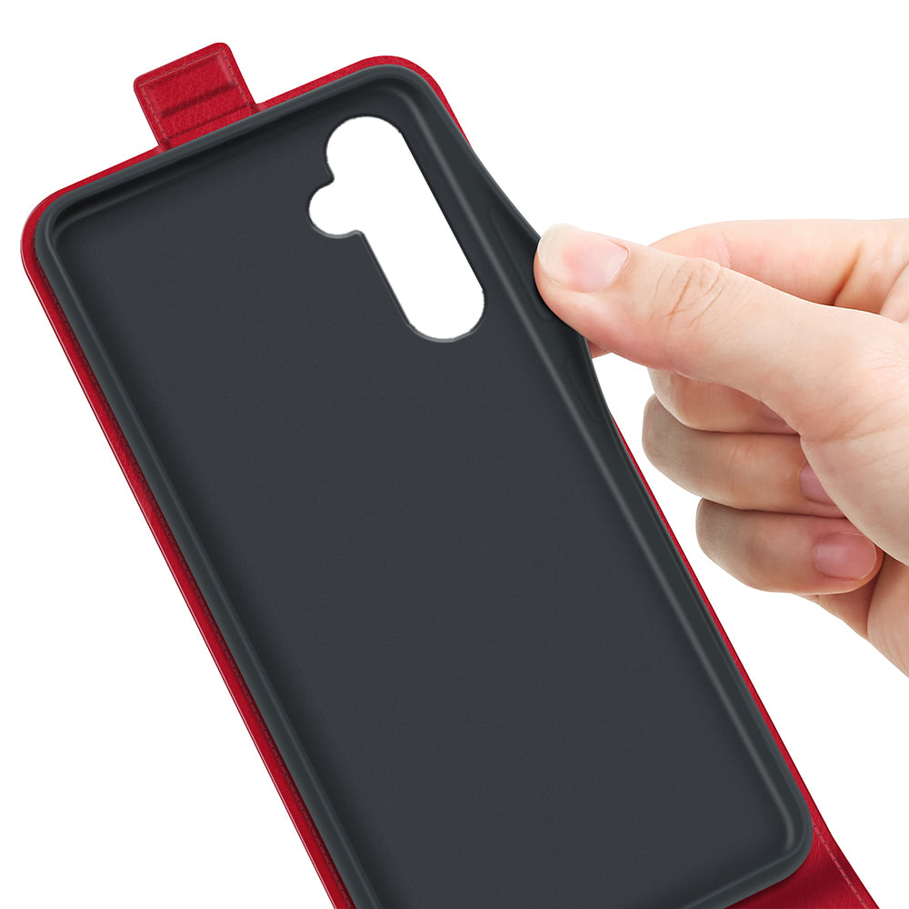 For Samsung Galaxy S24+ Case PU Leather Vertical Flip Phone Cover - Red