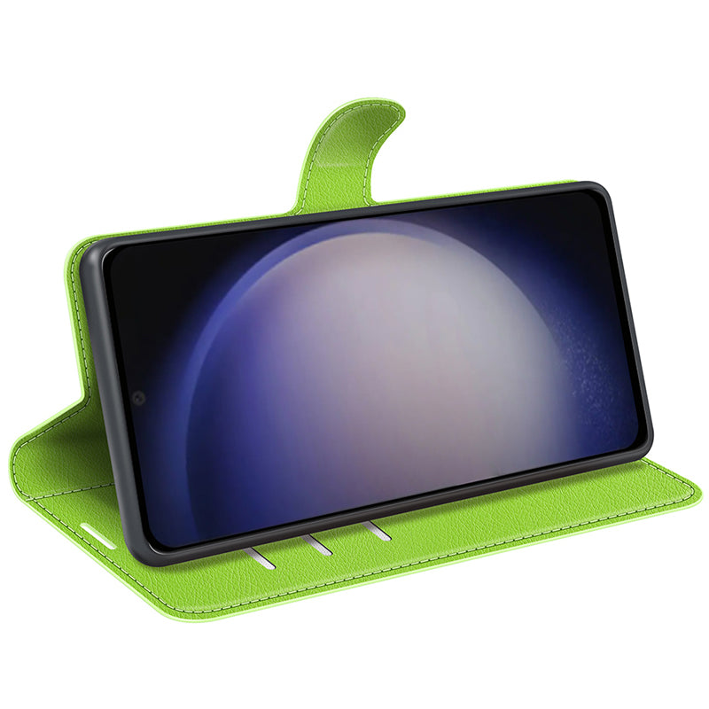 For Samsung Galaxy S24 Case Magnetic Closure Litchi Texture Leather Phone Cover - Green