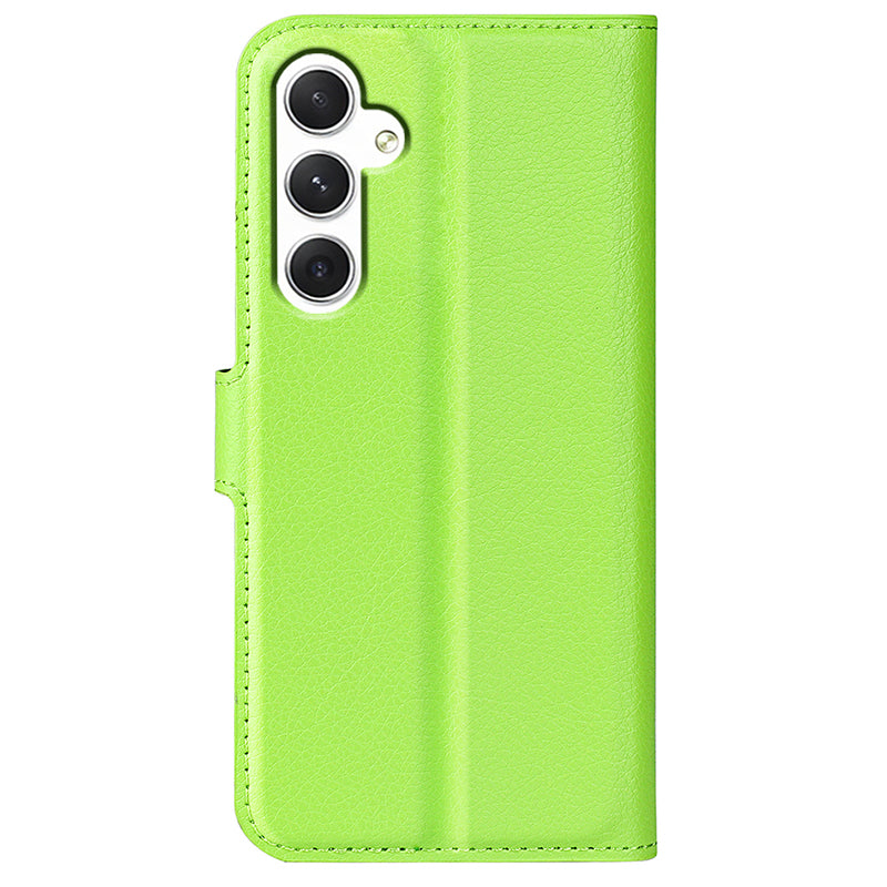 For Samsung Galaxy S24 Case Magnetic Closure Litchi Texture Leather Phone Cover - Green