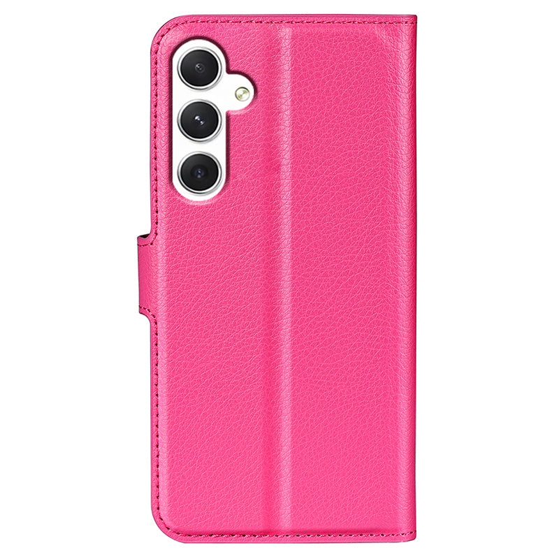For Samsung Galaxy S24 Case Magnetic Closure Litchi Texture Leather Phone Cover - Rose