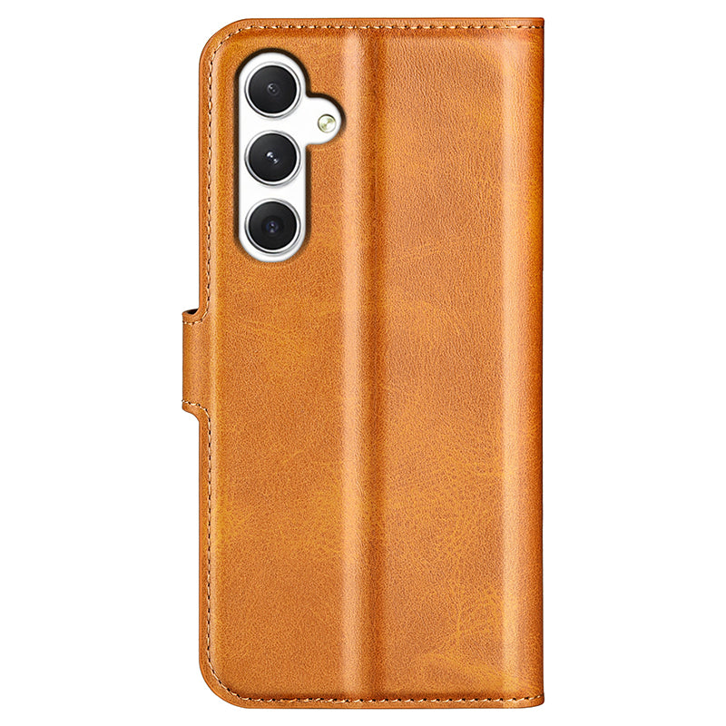 For Samsung Galaxy S24 Case PU Leather Calf Texture Full Protective Phone Cover - Yellow