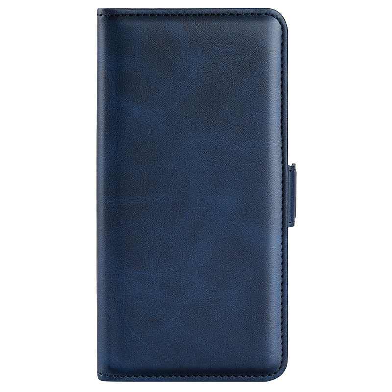 For Samsung Galaxy S24+ Case Dual Magnetic Clasp Folio PU Leather Phone Cover - Blue