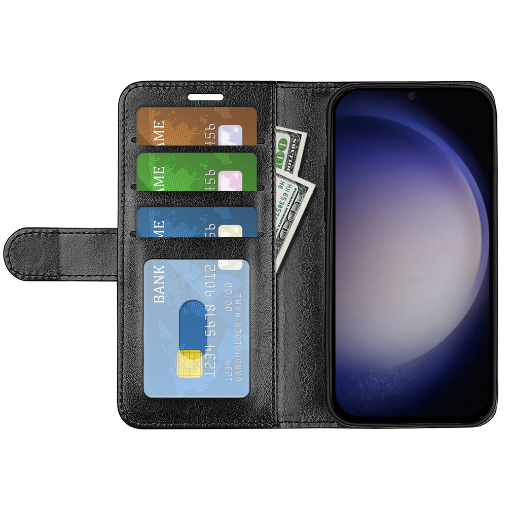 For Samsung Galaxy S24 Case Flip PU Leather Wallet Phone Cover - Black