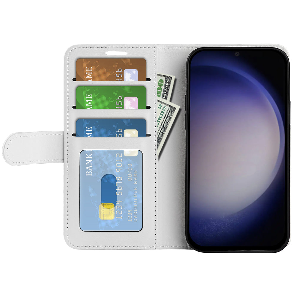 For Samsung Galaxy S24 Case Flip PU Leather Wallet Phone Cover - White