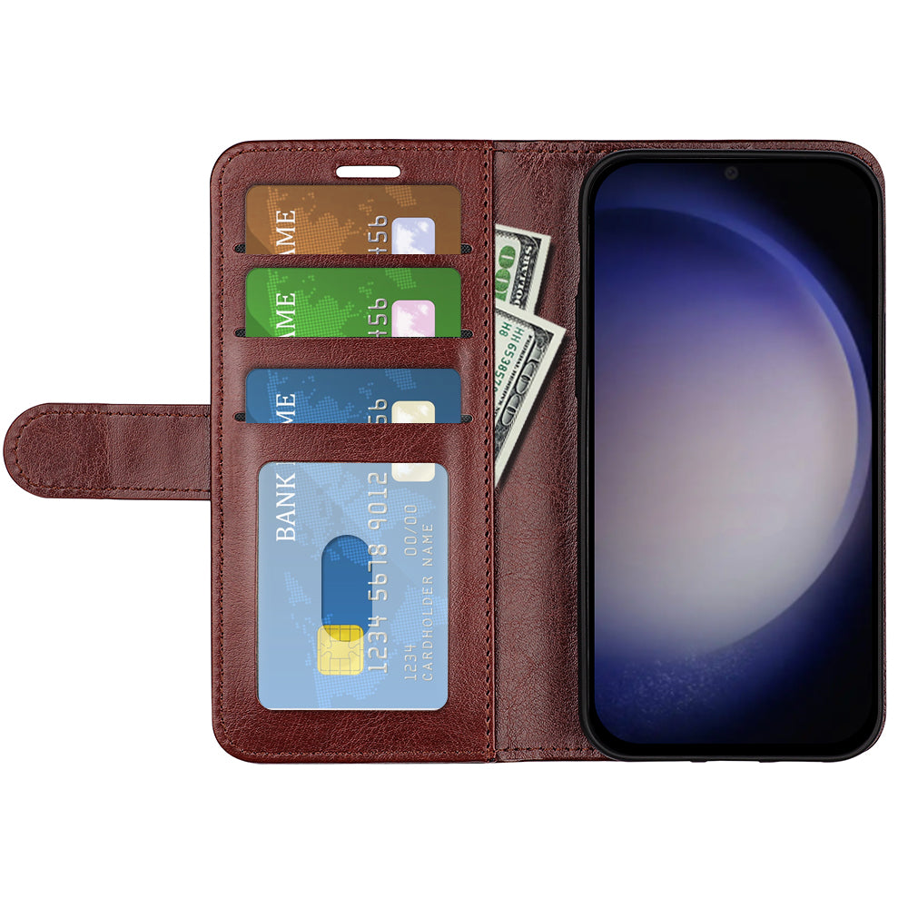 For Samsung Galaxy S24 Case Flip PU Leather Wallet Phone Cover - Brown