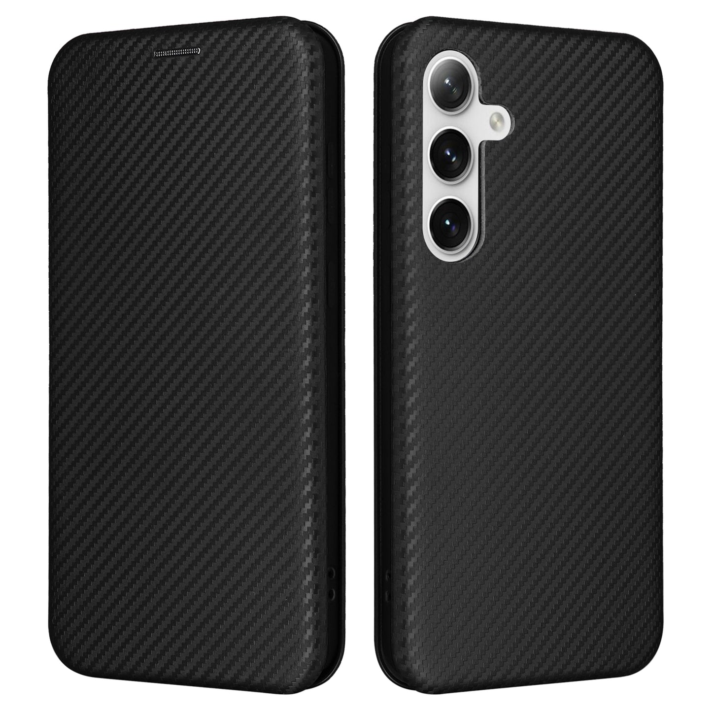 For Samsung Galaxy S24 Case Anti-scratch Phone Leather Cover with Card Holder - Black