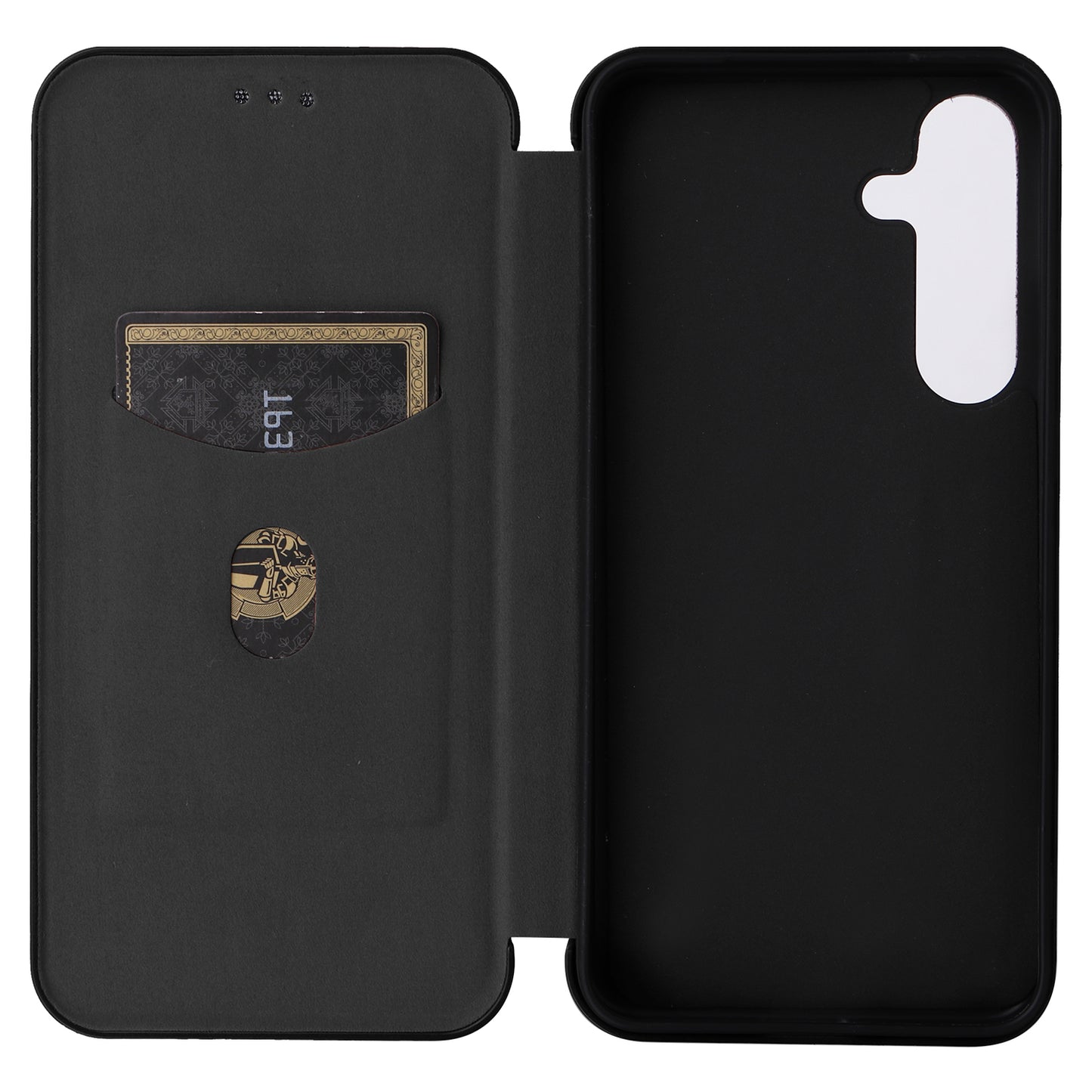 For Samsung Galaxy S24 Case Anti-scratch Phone Leather Cover with Card Holder - Black