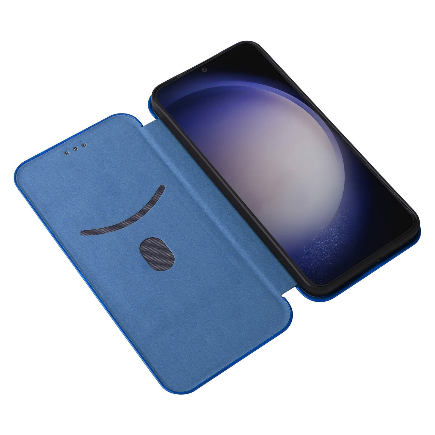 For Samsung Galaxy S24 Case Anti-scratch Phone Leather Cover with Card Holder - Blue