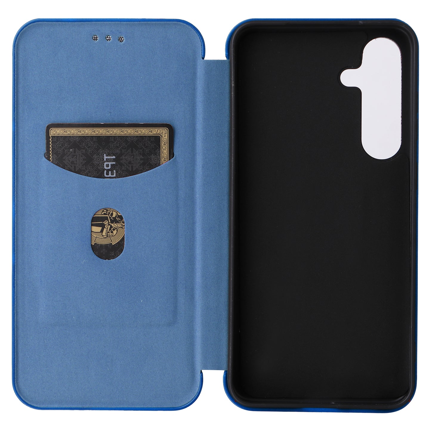 For Samsung Galaxy S24 Case Anti-scratch Phone Leather Cover with Card Holder - Blue