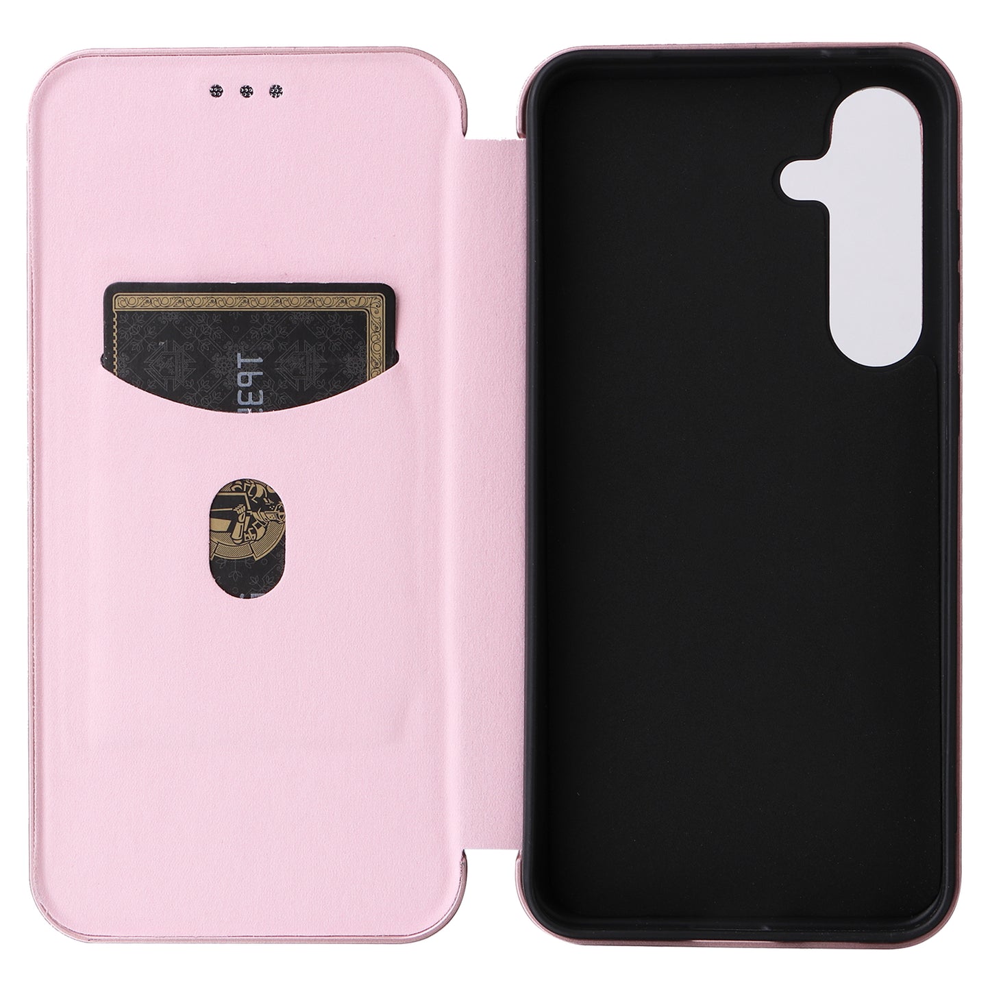 For Samsung Galaxy S24 Case Anti-scratch Phone Leather Cover with Card Holder - Rose Gold