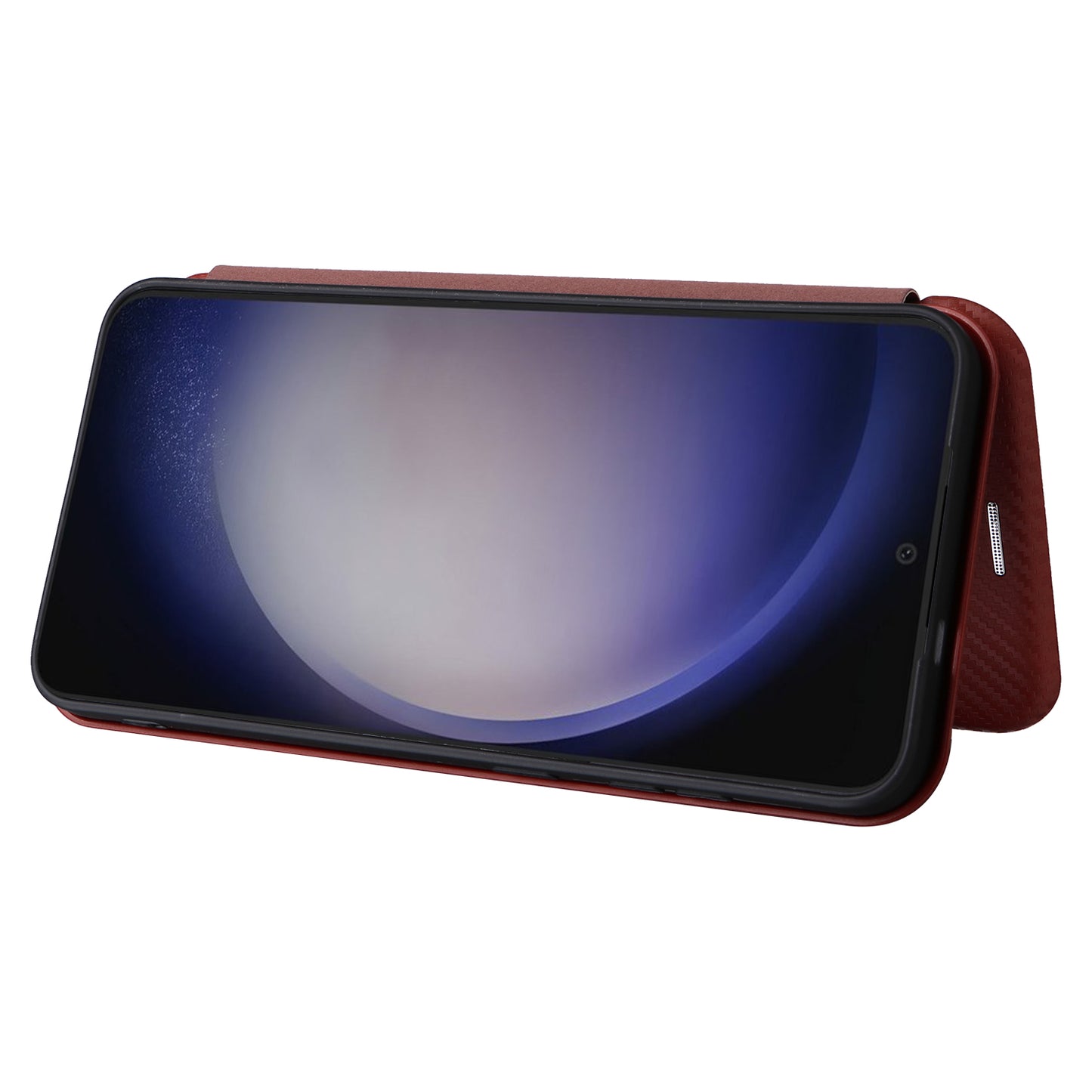 For Samsung Galaxy S24 Case Anti-scratch Phone Leather Cover with Card Holder - Red