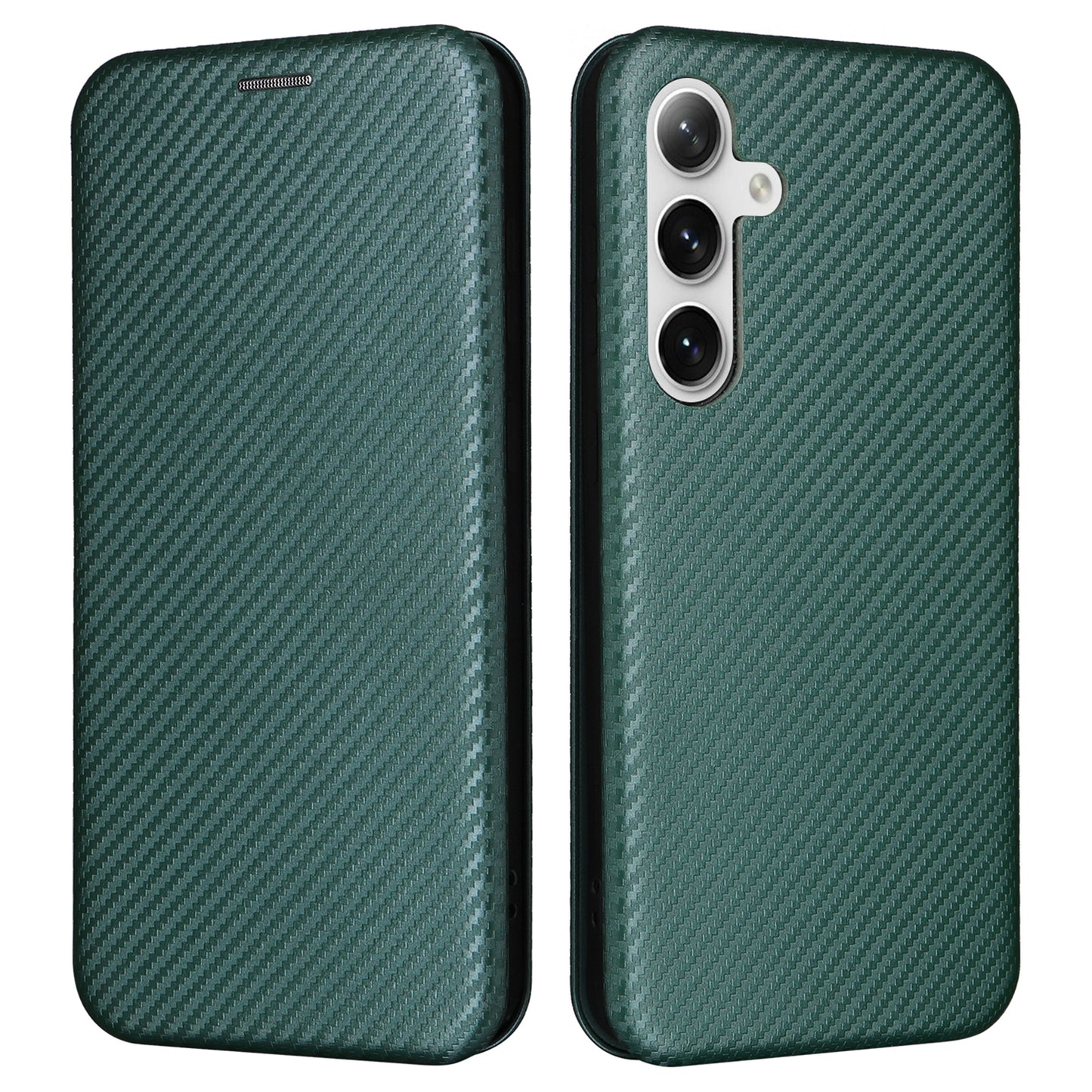 For Samsung Galaxy S24+ Case Card Holder Shockproof Leather Phone Protector - Green
