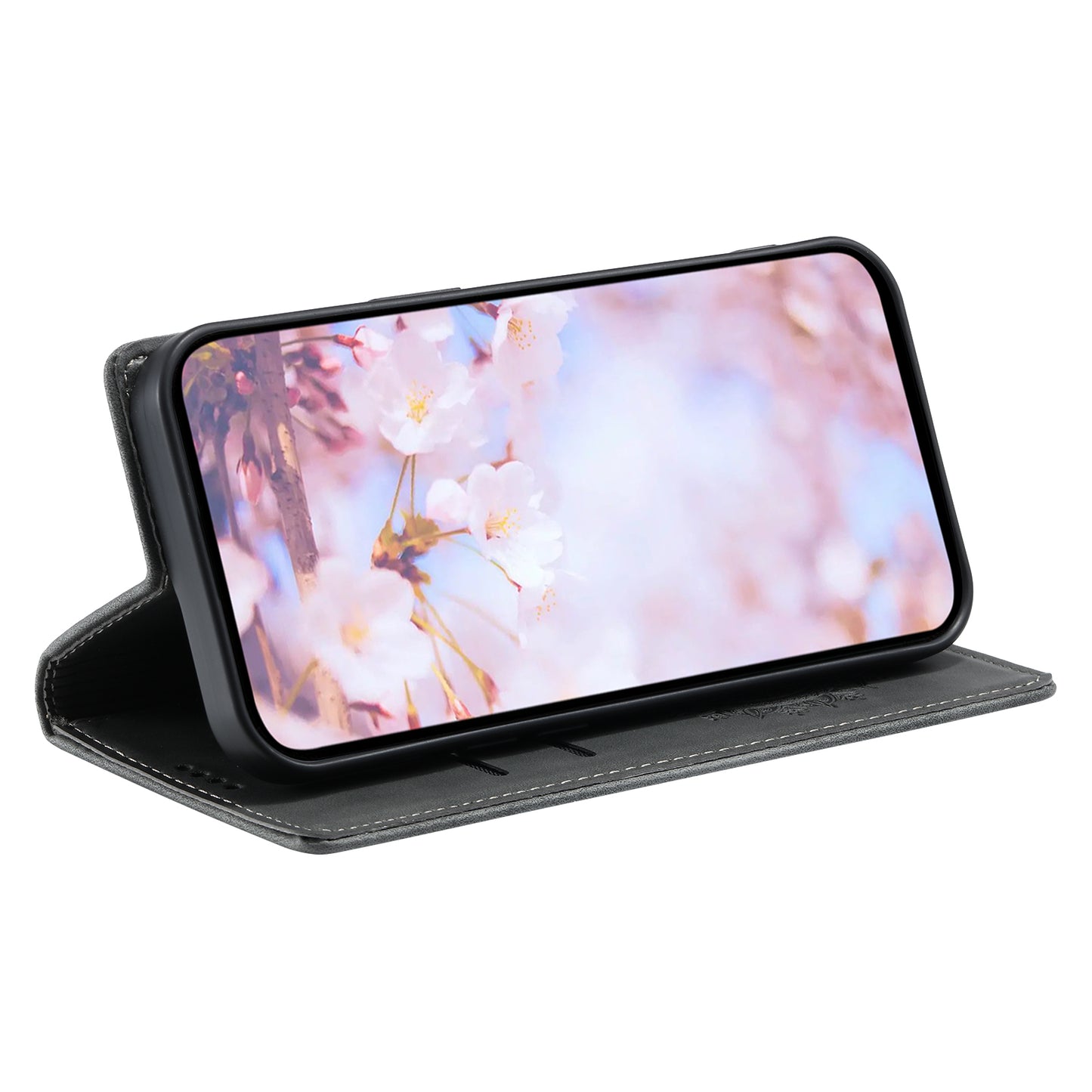 For Samsung Galaxy S24 Ultra Case Magnetic Auto Closing Leather Cover - Grey