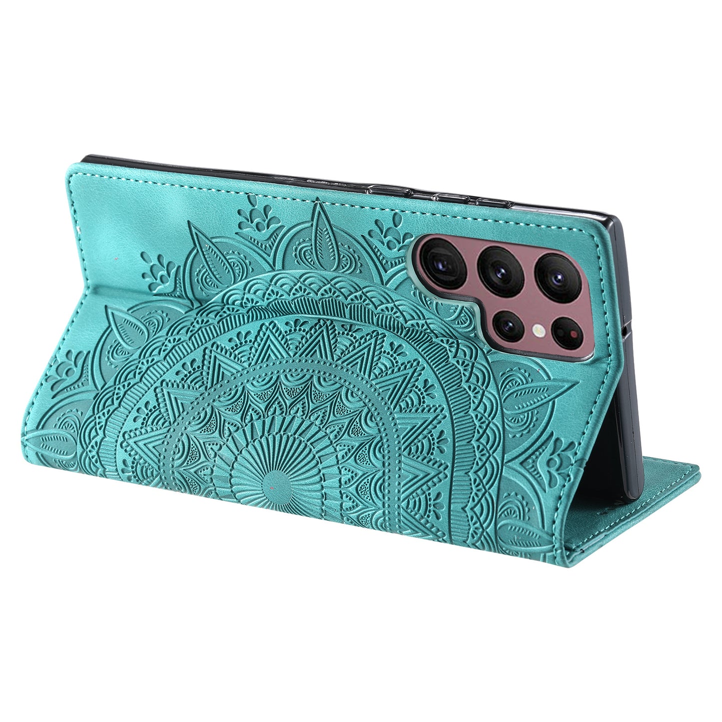 For Samsung Galaxy S24 Ultra Case Magnetic Auto Closing Leather Cover - Mint Green