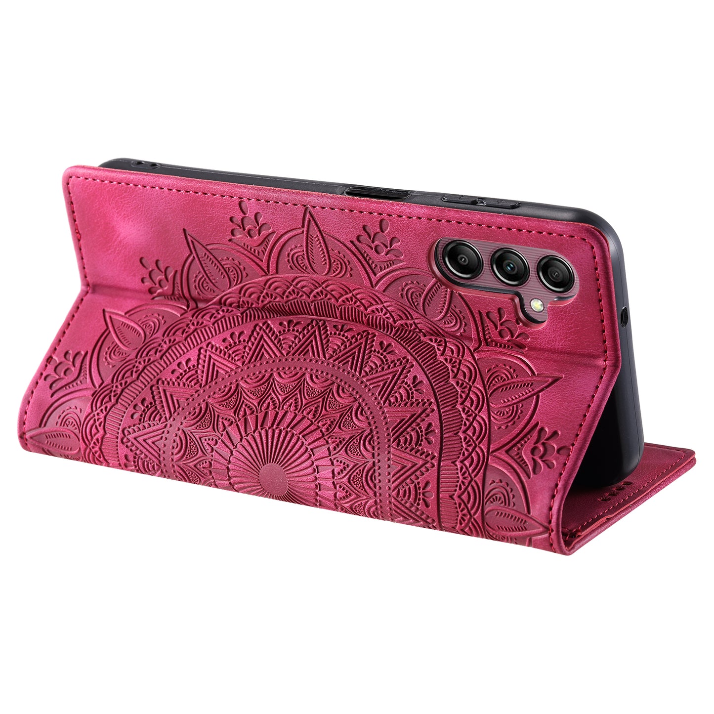 For Samsung Galaxy S24 Case Magnetic Auto Closing Anti-scratch Wallet Phone Cover - Rose