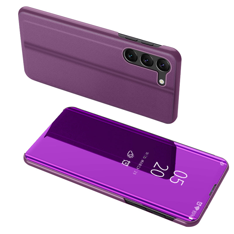 For Samsung Galaxy S24+ Case View Window Leather Stand Phone Cover - Purple