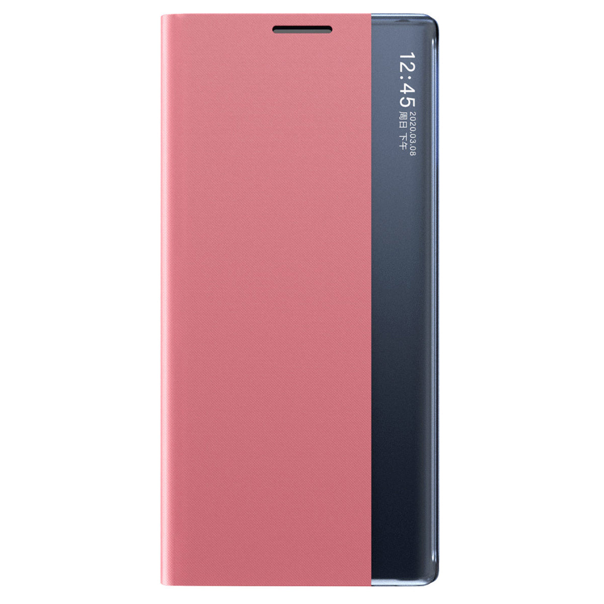For Samsung Galaxy S24+ Case View Window Anti-scratch PU Leather Flip Stand Phone Cover - Pink