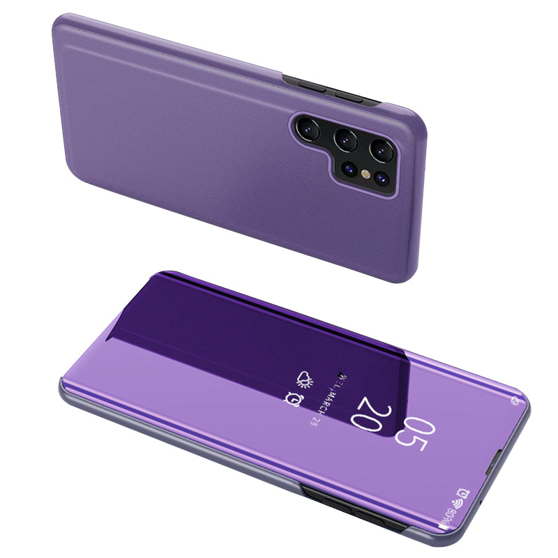 For Samsung Galaxy S24 Ultra Case Scratch-resistant View Window PU Leather Mobile Phone Cover - Purple / Blue