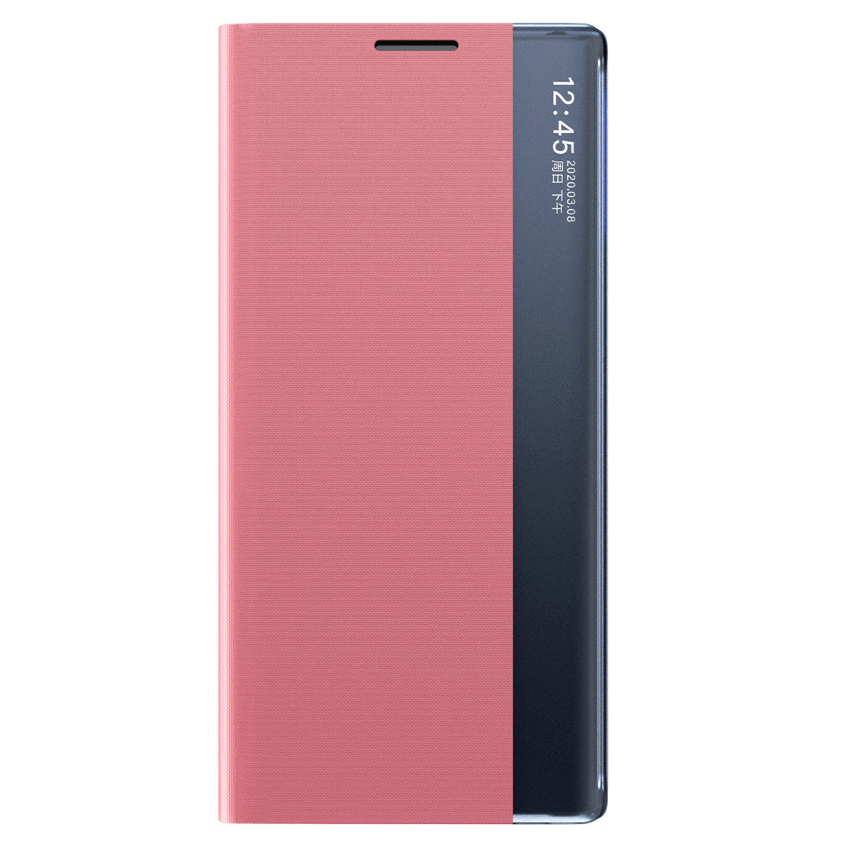 For Samsung Galaxy S24 Ultra Case PC + PU Leather View Window Flip Stand Phone Cover - Pink