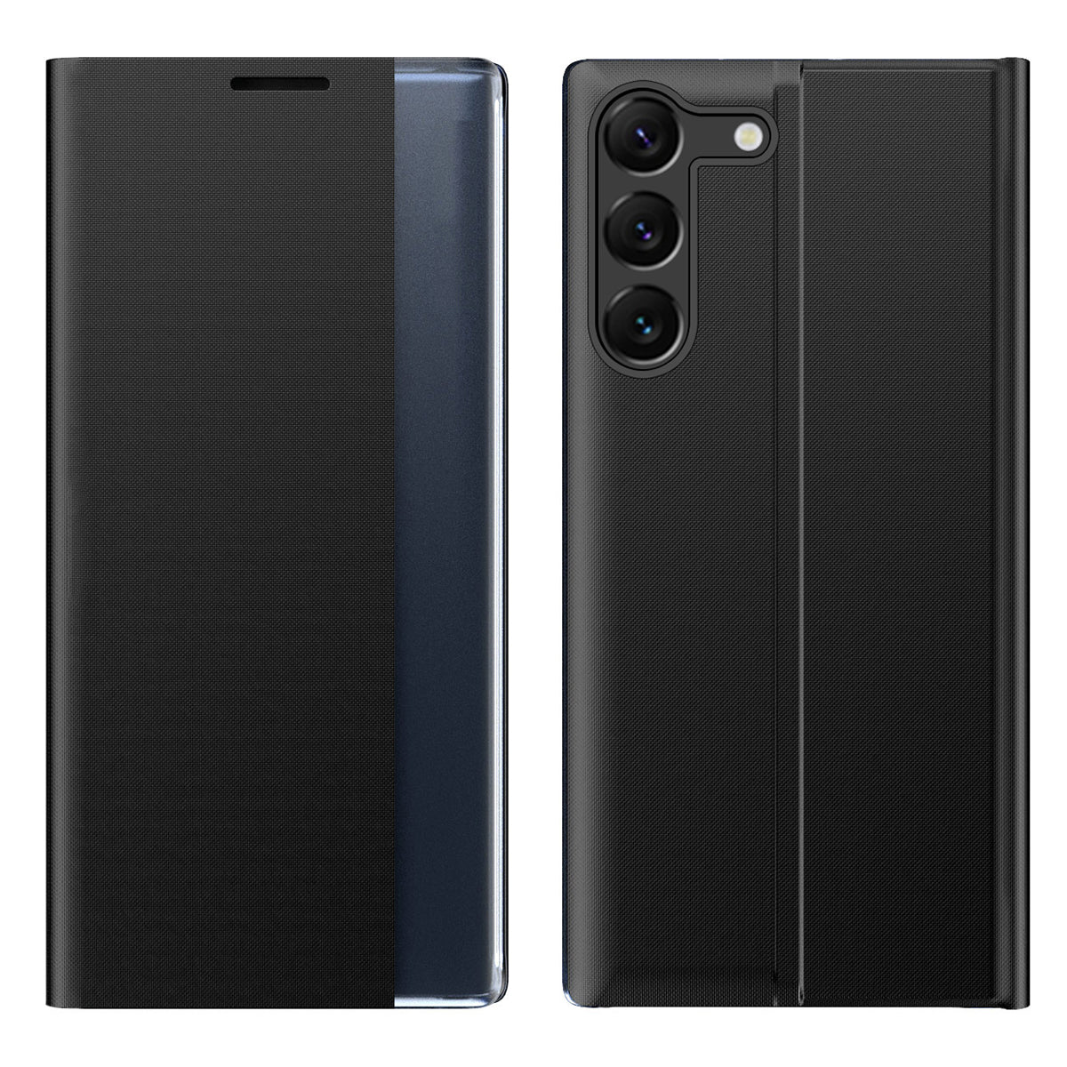 For Samsung Galaxy S24 Case View Window Scratch-resistant PU Leather Flip Stand Phone Protector - Black