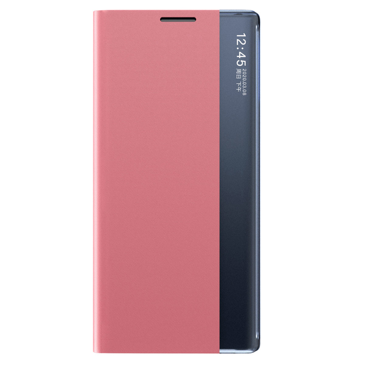 For Samsung Galaxy S24 Case View Window Scratch-resistant PU Leather Flip Stand Phone Protector - Pink