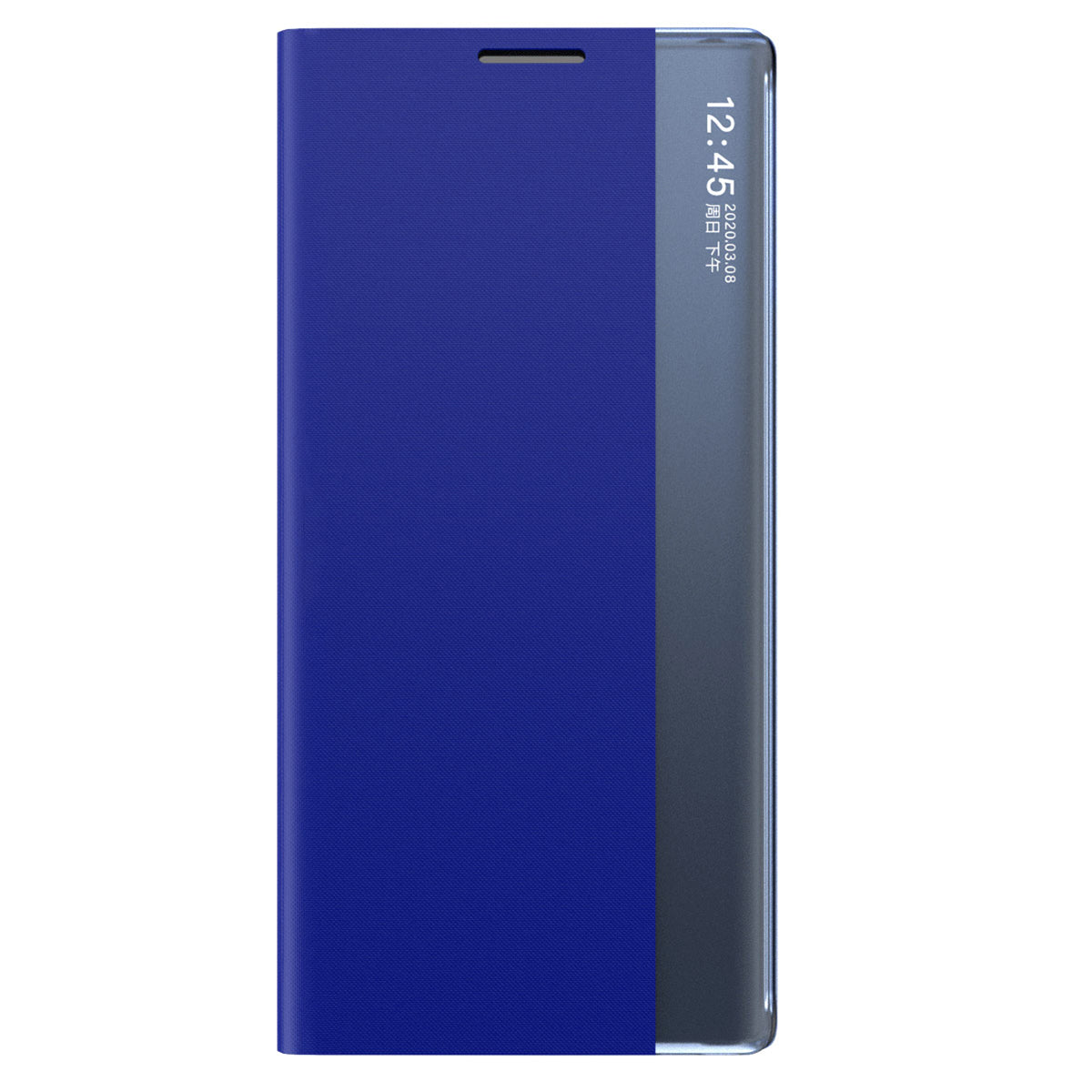 For Samsung Galaxy S24 Case View Window Scratch-resistant PU Leather Flip Stand Phone Protector - Sky Blue
