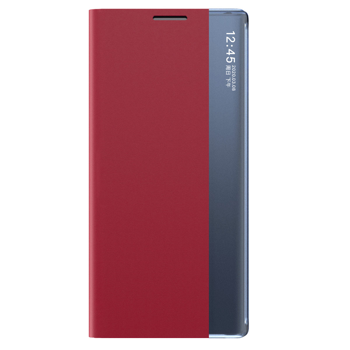 For Samsung Galaxy S24 Case View Window Scratch-resistant PU Leather Flip Stand Phone Protector - Red