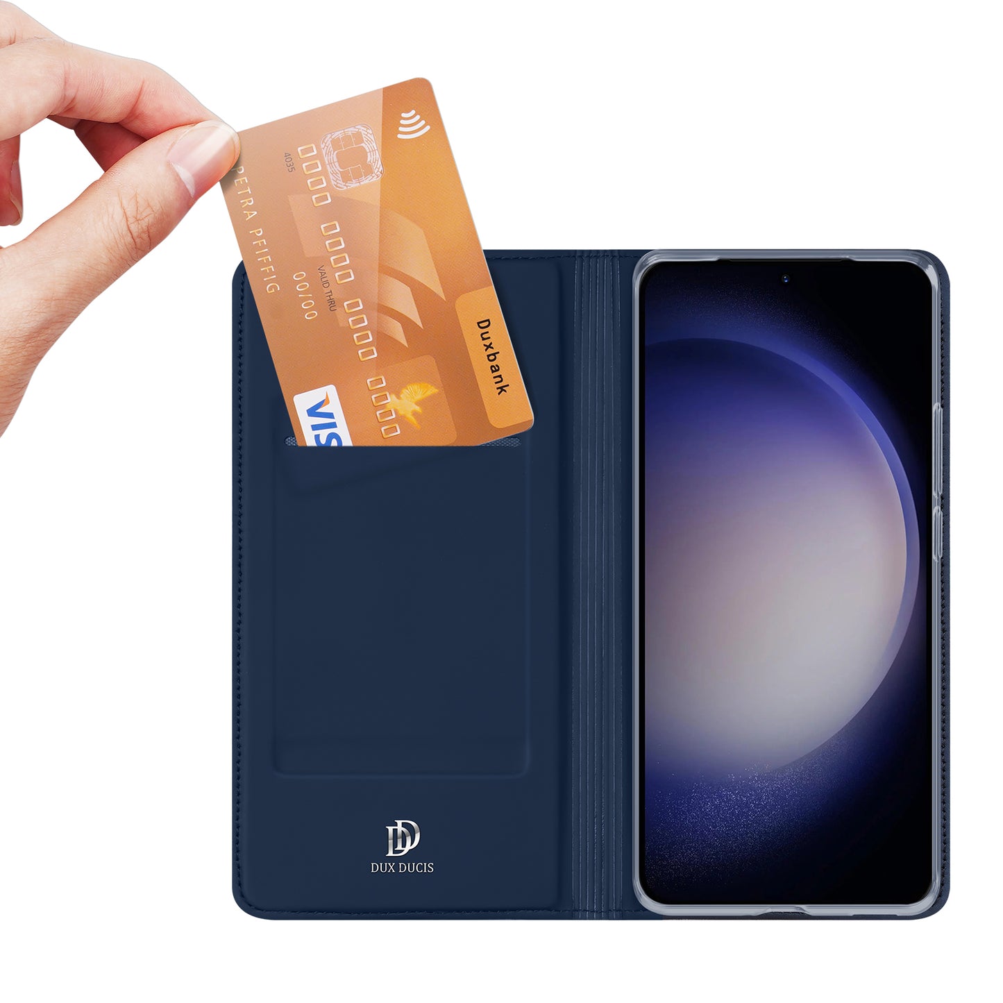 DUX DUCIS Skin Pro Series For Samsung Galaxy S24+ Case Card Holder Leather Cover - Blue