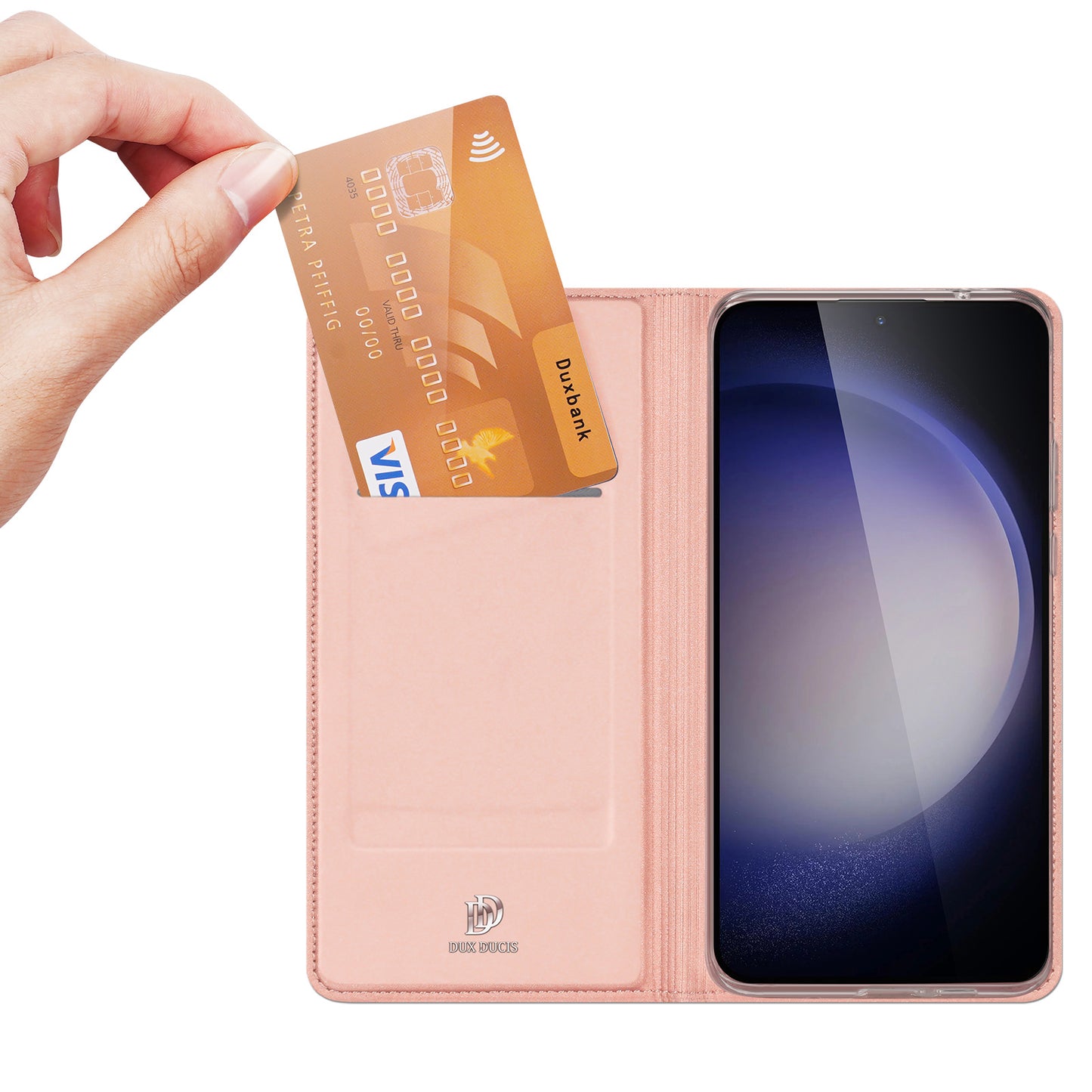 DUX DUCIS Skin Pro Series For Samsung Galaxy S24+ Case Card Holder Leather Cover - Pink