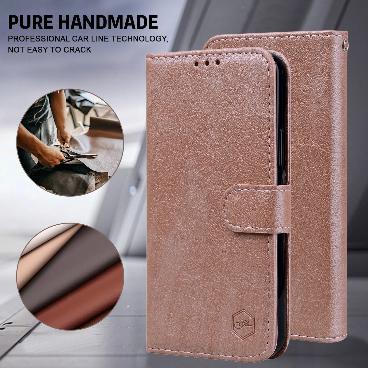 For Samsung Galaxy S24 Case Magnetic Clasp Leather Phone Cover - Champagne