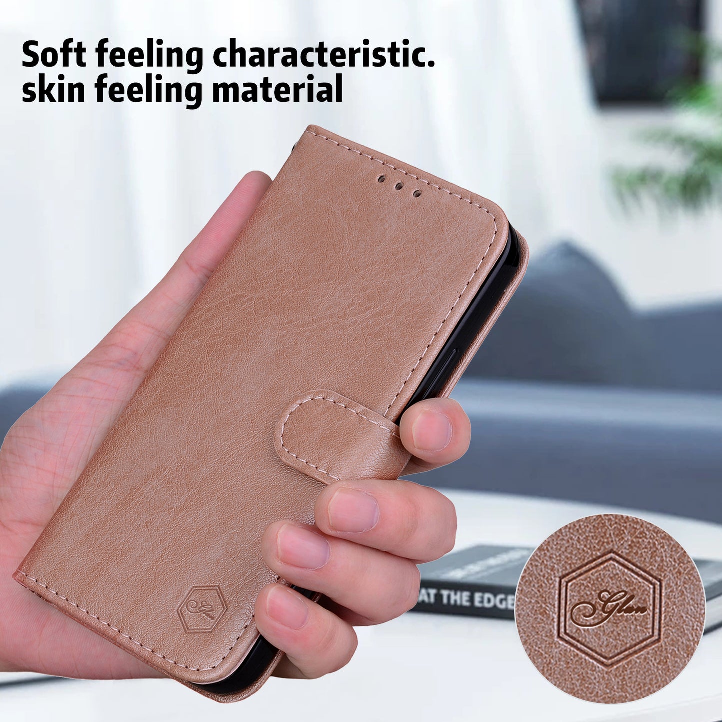 For Samsung Galaxy S24 Case Magnetic Clasp Leather Phone Cover - Champagne