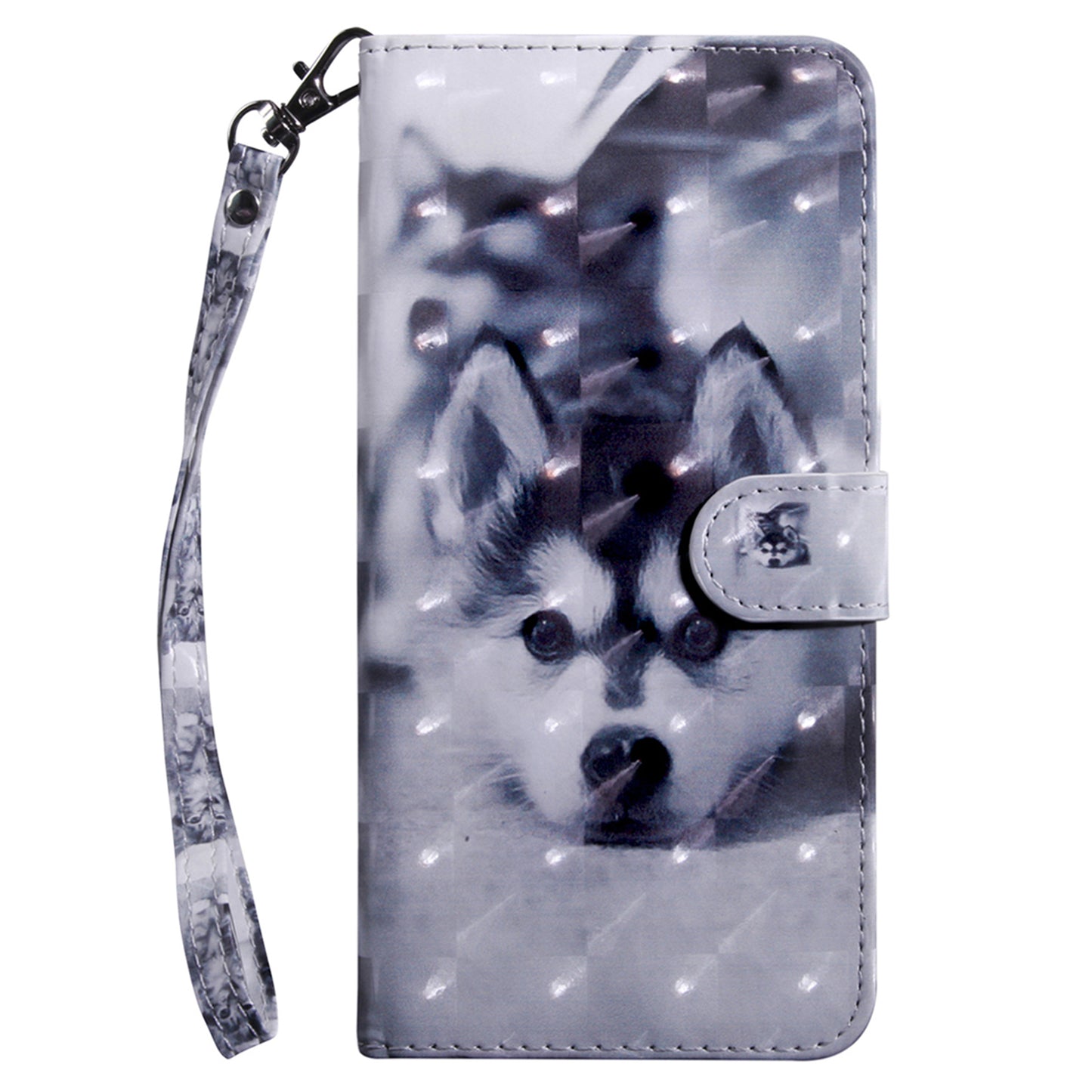 For Samsung Galaxy S24+ Case 3D Pattern Printing Phone Cover with Wallet Stand - Husky