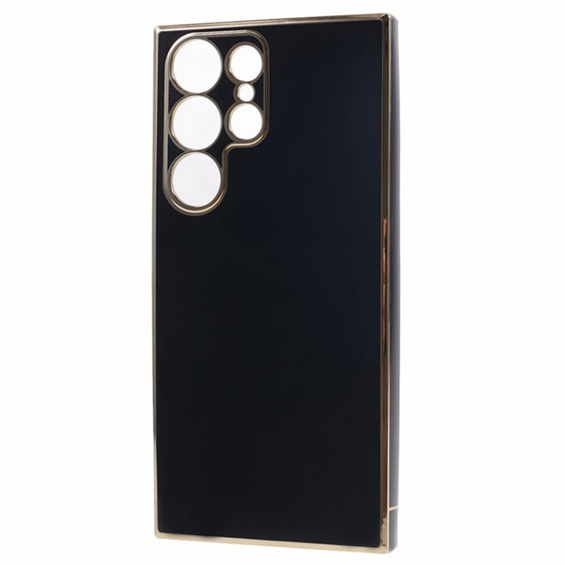 For Samsung Galaxy S24 Ultra Case TPU Glossy 6D Electroplating Phone Back Cover - Black