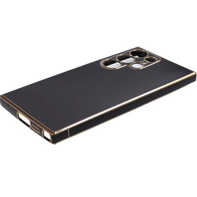 For Samsung Galaxy S24 Ultra Case TPU Glossy 6D Electroplating Phone Back Cover - Black