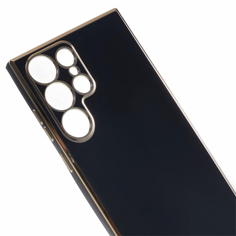 For Samsung Galaxy S24 Ultra Case TPU Glossy 6D Electroplating Phone Back Cover - Black