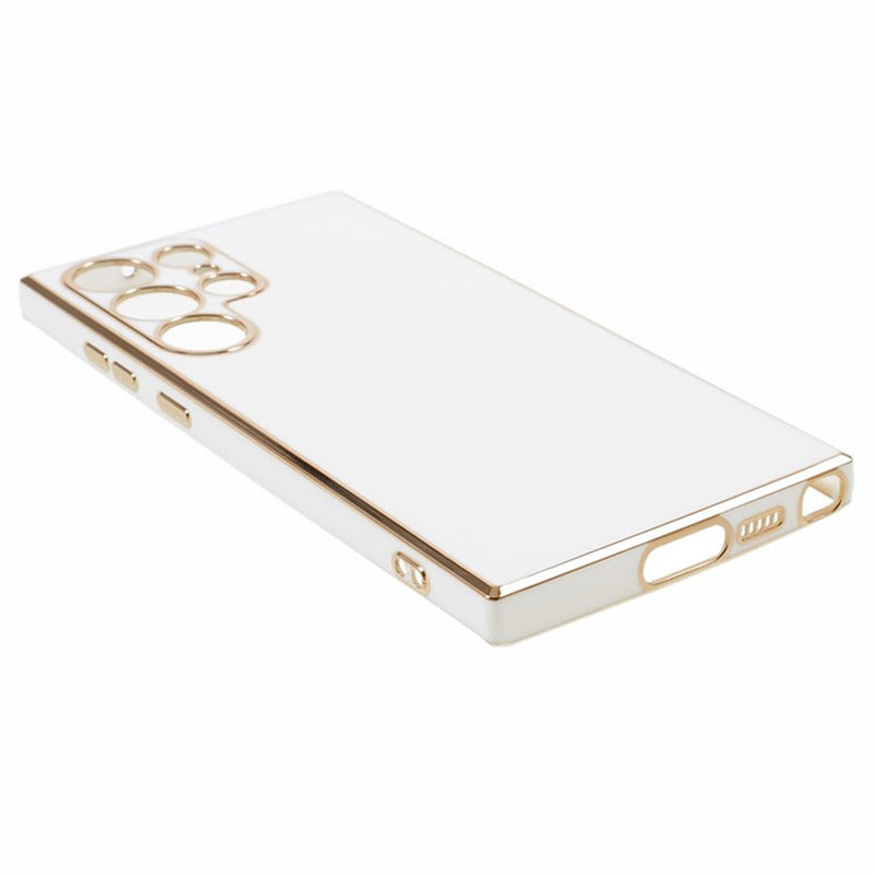 For Samsung Galaxy S24 Ultra Case TPU Glossy 6D Electroplating Phone Back Cover - White