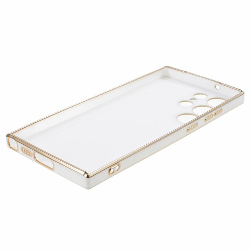 For Samsung Galaxy S24 Ultra Case TPU Glossy 6D Electroplating Phone Back Cover - White
