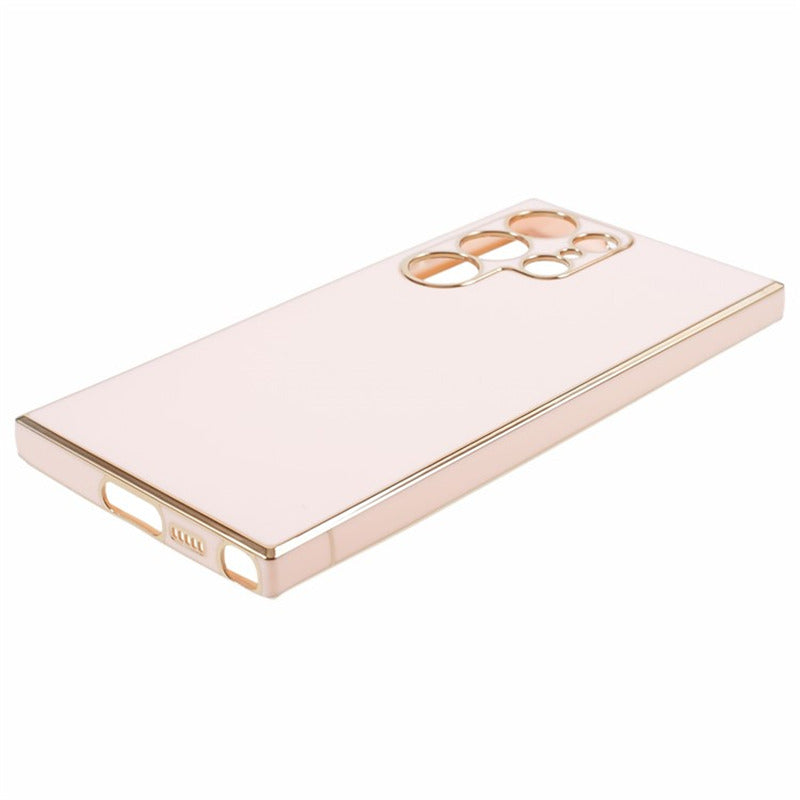 For Samsung Galaxy S24 Ultra Case TPU Glossy 6D Electroplating Phone Back Cover - Pink